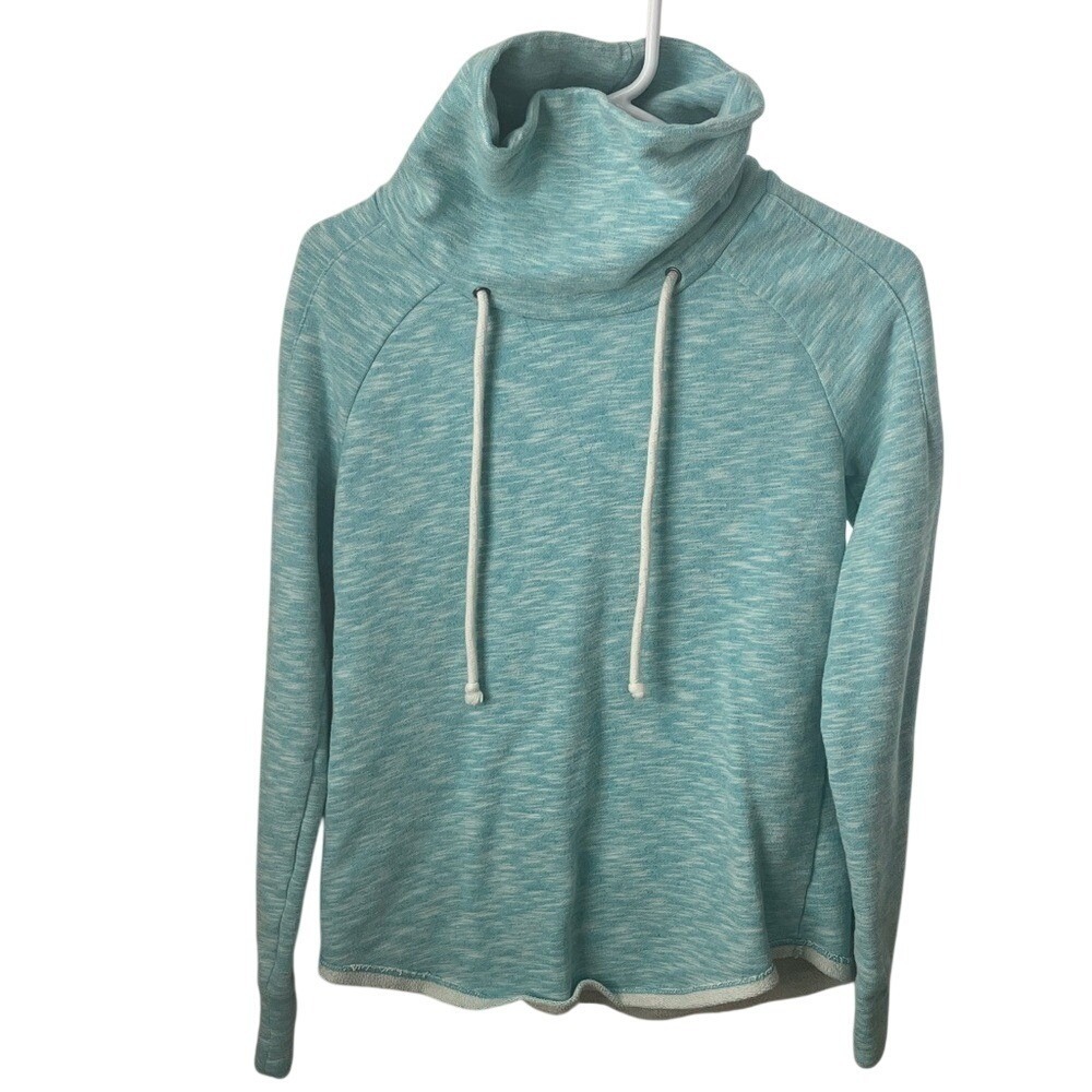 Gap Womens XS Funnel Cowl Neck Sweatshirt Turquoise Blue Dye Raglan Pullover
